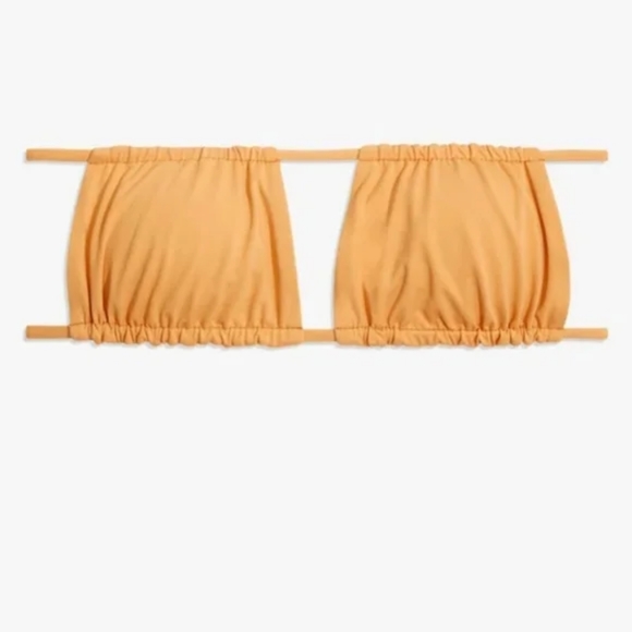 WeWoreWhat Ruched Bandeau Top High Leg Tie Side Bikini Bottoms Gold - Picture 4 of 8